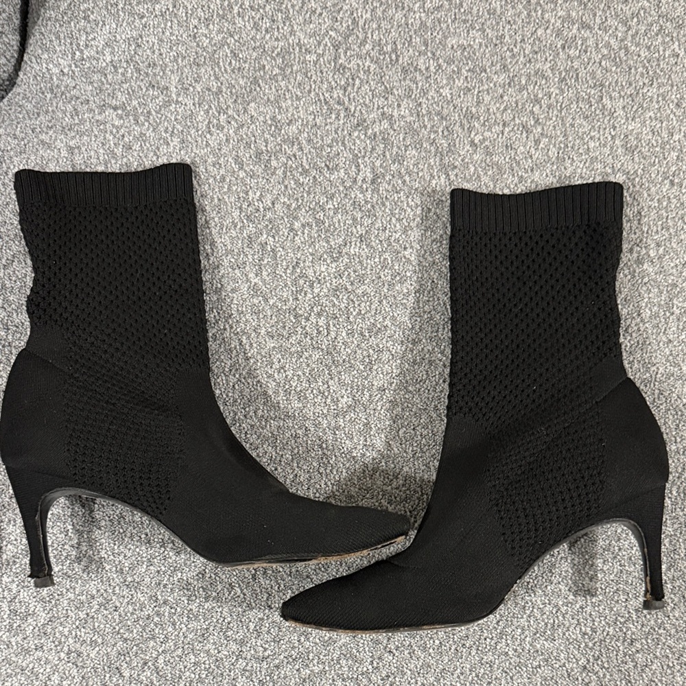 Elegant Black Women's Knit Ankle Boots